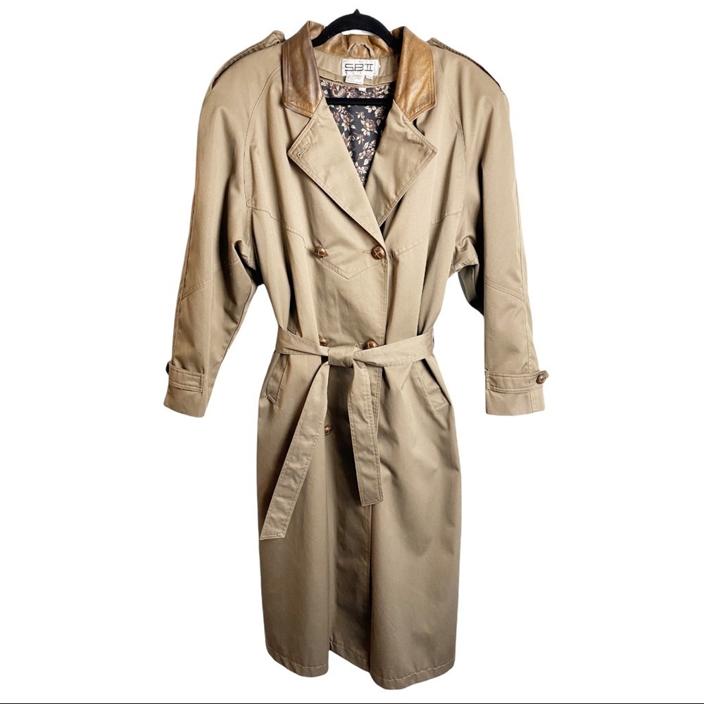 Tan Trench Coat with Brown Accents